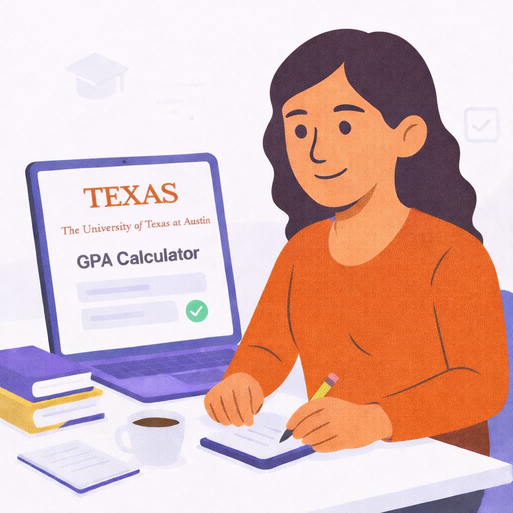 UT Austin student calculating GPA using the UT GPA calculator